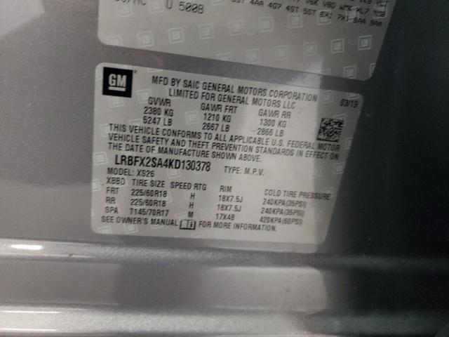 LRBFX2SA4KD130378 - 2019 BUICK ENVISION ESSENCE SILVER photo 13