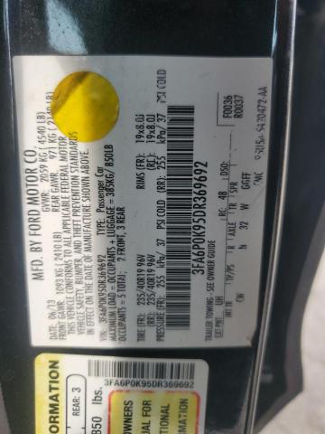 3FA6P0K95DR369692 - 2013 FORD FUSION TITANIUM BLACK photo 13