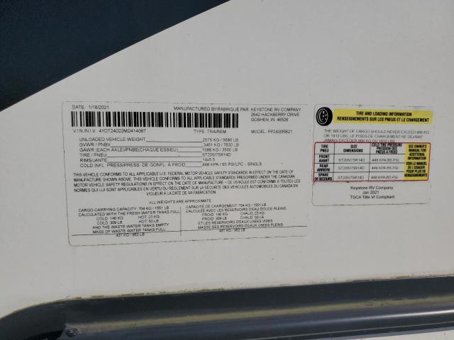 4YDT24022MD414067 - 2021 PASSPORT TRAVELTRLR BLACK photo 10