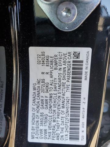 2HGFE2F52NH570421 - 2022 HONDA CIVIC SPORT 黑色 照片 13