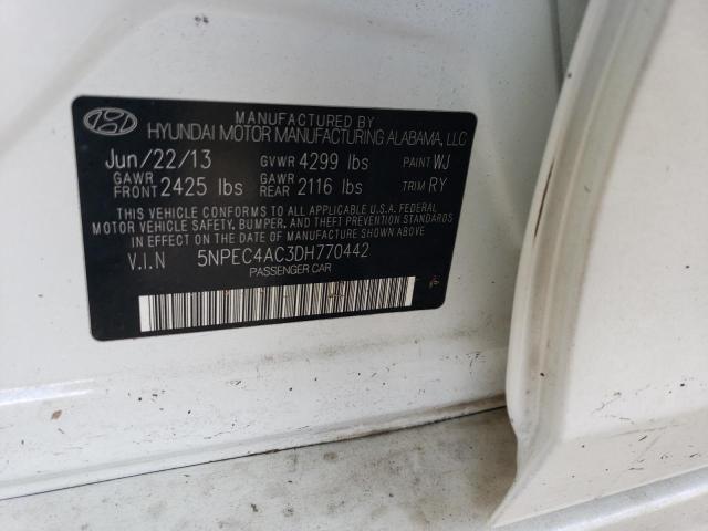 5NPEC4AC3DH770442 - 2013 HYUNDAI SONATA SE/ SE WHITE photo 12