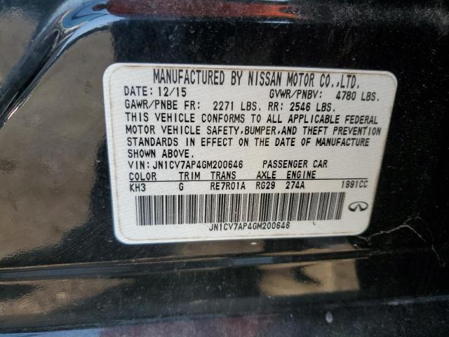 JN1CV7AP4GM200646 - 2016 INFINITI Q50 BASE BLACK photo 12