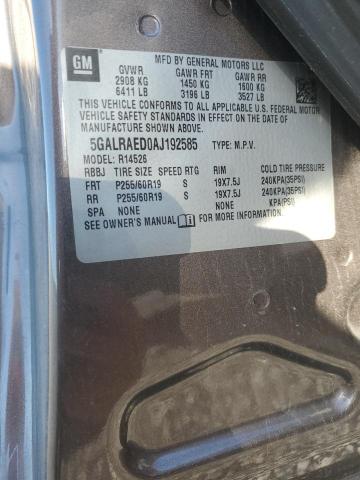 5GALRAED0AJ192585 - 2010 BUICK ENCLAVE CX BROWN photo 13