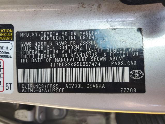4T1BE32K95U957474 - 2005 TOYOTA CAMRY LE GRAY photo 12