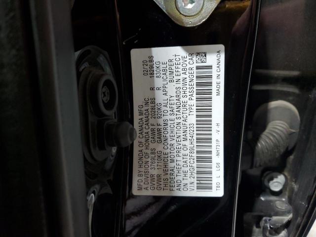 2HGFC2F89LH540233 - 2020 HONDA CIVIC SPORT 黑色 照片 13