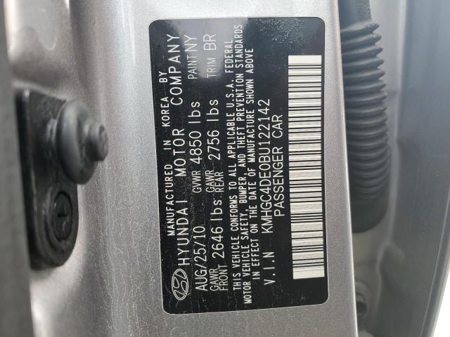 KMHGC4DE0BU122142 - 2011 HYUNDAI GENESIS 3.8L SILVER photo 12