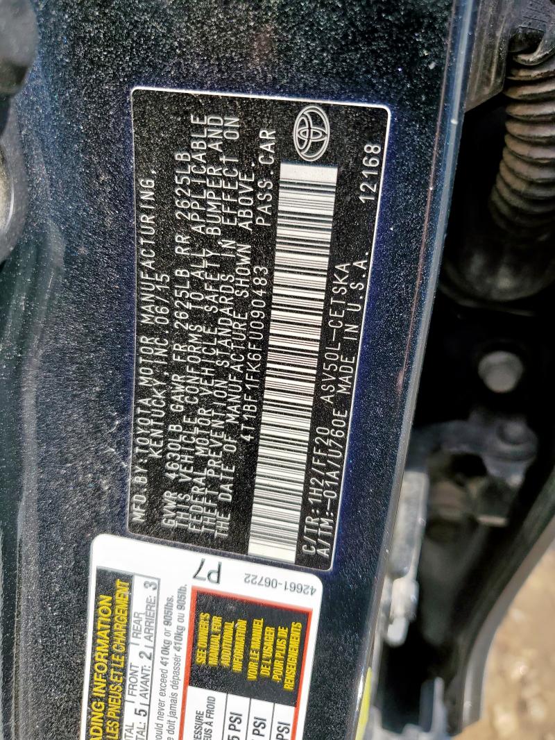 4T1BF1FK6FU090483 - 2015 TOYOTA CAMRY LE 黑色 照片 13