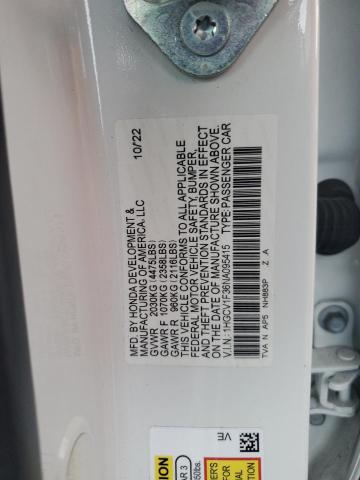 1HGCV1F36NA095415 - 2022 HONDA ACCORD SPORT WHITE photo 12