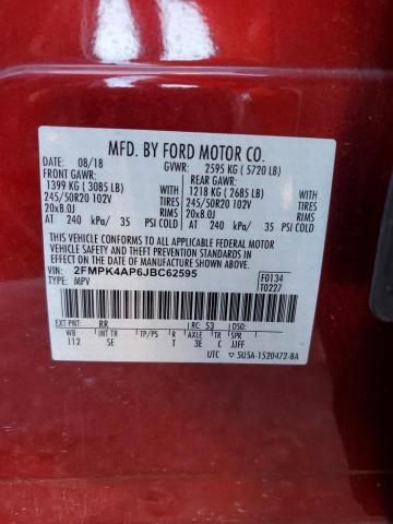 2FMPK4AP6JBC62595 - 2018 FORD EDGE SPORT RED photo 13