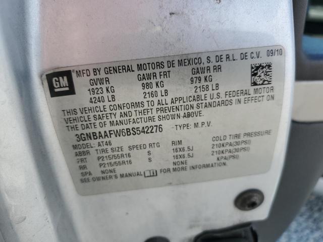 3GNBAAFW6BS542276 - 2011 CHEVROLET HHR LS SILVER photo 12