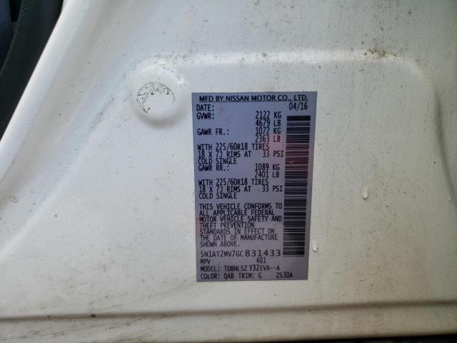 5N1AT2MV7GC831433 - 2016 NISSAN ROGUE S WHITE photo 13