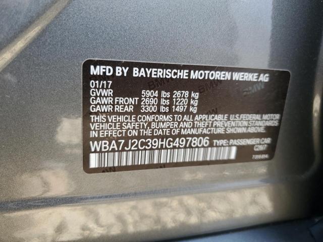 WBA7J2C39HG497806 - 2017 BMW 740 XE GRAY photo 12