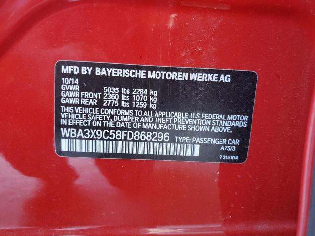 WBA3X9C58FD868296 - 2015 BMW 335 XIGT RED photo 12