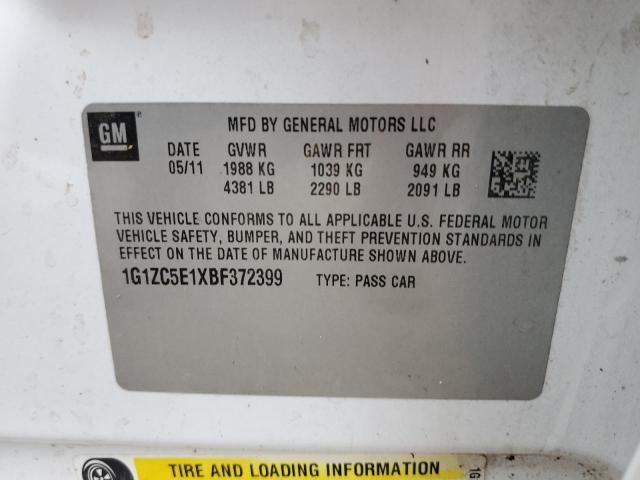 1G1ZC5E1XBF372399 - 2011 CHEVROLET MALIBU 1LT Ақ фото 12