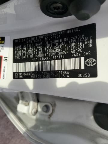 4T1C11AKXRU217136 - 2024 TOYOTA CAMRY LE 白色 照片 13
