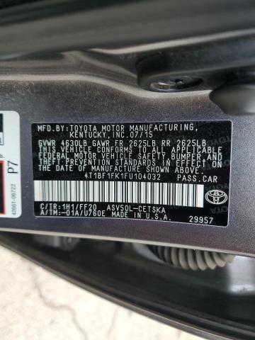 4T1BF1FK1FU104032 - 2015 TOYOTA CAMRY LE GRAY photo 12