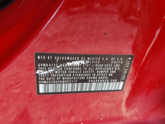 3VWC57BU3KM053117 - 2019 VOLKSWAGEN JETTA S RED photo 12