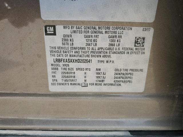 LRBFXASAXHD202641 - 2017 BUICK ENVISION PREFERRED Qəhvəyi foto 12