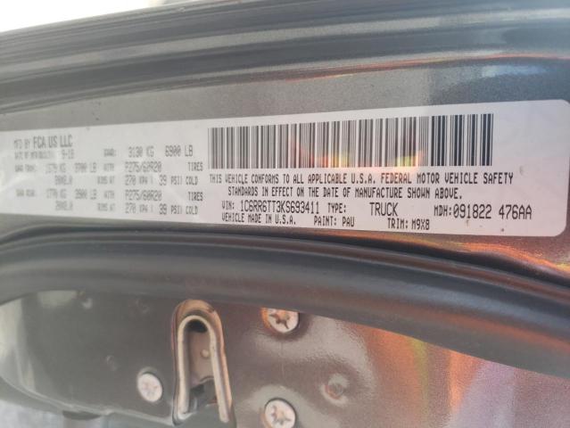 1C6RR6TT3KS693411 - 2019 RAM 1500 CLASS SLT ნაცრისფერი ფოტო 12