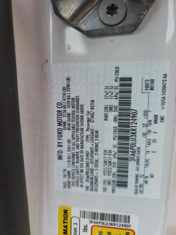 3FA6P0LU3KR124907 - 2019 FORD FUSION SE 白色 照片 12