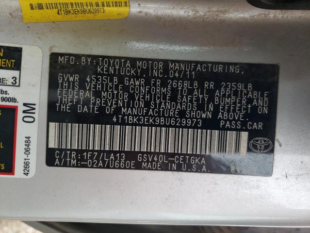 4T1BK3EK9BU629973 - 2011 TOYOTA CAMRY SE SILVER photo 12