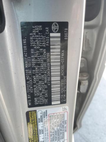 4T1BE30K94U818706 - 2004 TOYOTA CAMRY LE SILVER photo 12