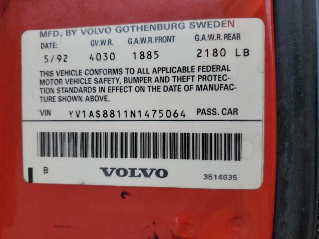 YV1AS8811N1475064 - 1992 VOLVO 240 BASE RED photo 12