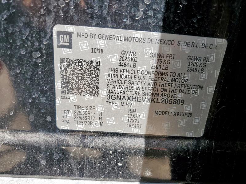 3GNAXHEVXKL205809 - 2019 CHEVROLET EQUINOX LS Қара фото 13