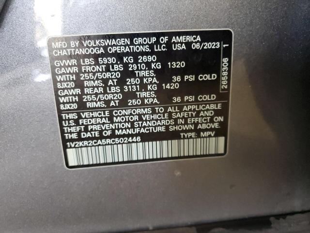 1V2KR2CA5RC502446 - 2024 VOLKSWAGEN ATLAS SE Серый фото 13