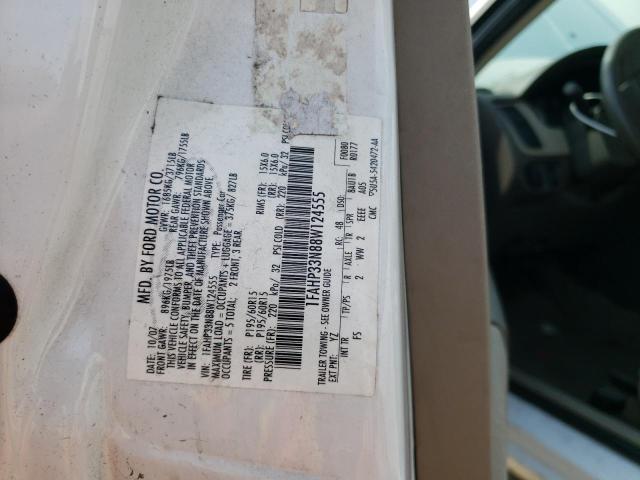 1FAHP33N88W124555 - 2008 FORD FOCUS SE WHITE photo 12