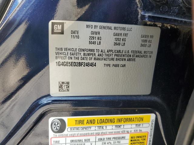 1G4GE5ED2BF248464 - 2011 BUICK LACROSSE CXS BLUE photo 12