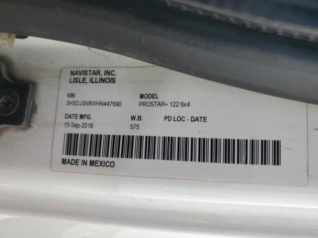 3HSDJSNRXHN447690 - 2017 INTERNATIONAL PROSTAR WHITE photo 10