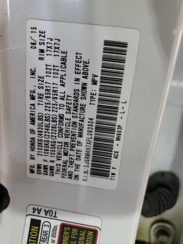 5J6RM4H7XFL093504 - 2015 HONDA CR-V EXL WHITE photo 13