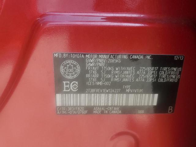 2T3BFREV1EW134227 - 2014 TOYOTA RAV4 LE RED photo 14