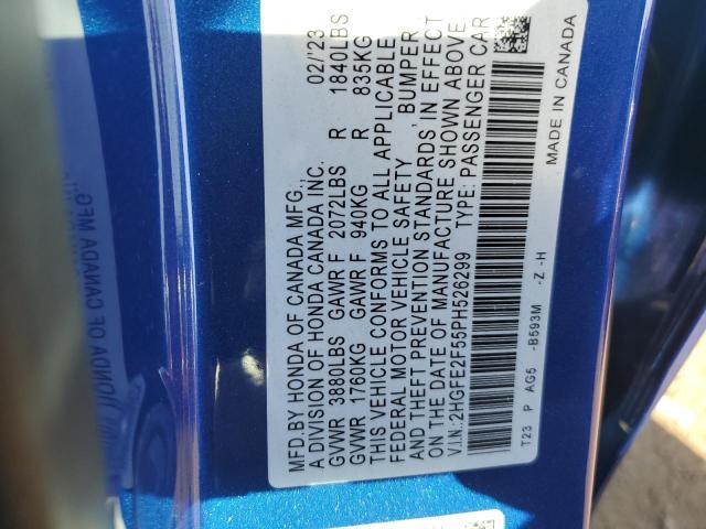 2HGFE2F55PH526299 - 2023 HONDA CIVIC SPORT 蓝色 照片 13