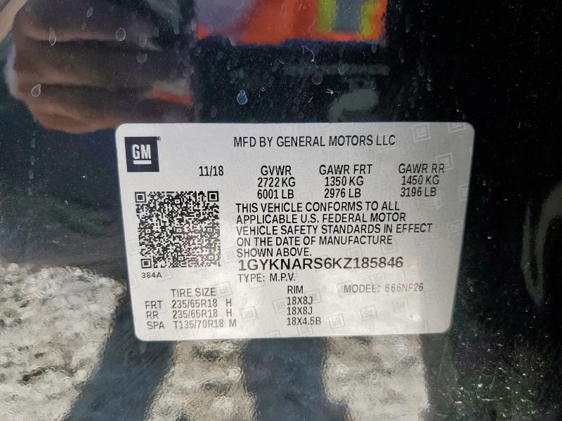 1GYKNARS6KZ185846 - 2019 CADILLAC XT5 Siyah fotoğraf 13