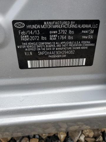 5NPDH4AE9DH294082 - 2013 HYUNDAI ELANTRA GLS SILVER photo 13