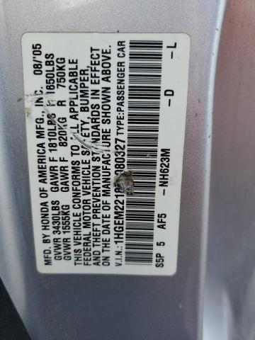 1HGEM22185L080327 - 2005 HONDA CIVIC DX VP Gümüş foto 13