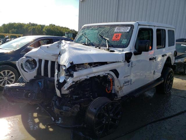 1C4JJXP69NW274709 - 2022 JEEP WRANGLER U SAHARA 4XE WHITE photo 1