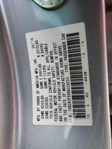 1HGCR3F99GA028203 - 2016 HONDA ACCORD TOURING SILVER photo 12