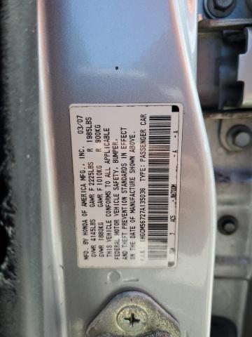 1HGCM56727A135036 - 2007 HONDA ACCORD EX SILVER photo 12