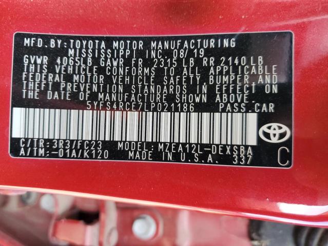 5YFS4RCE7LP021186 - 2020 TOYOTA COROLLA SE RED photo 13