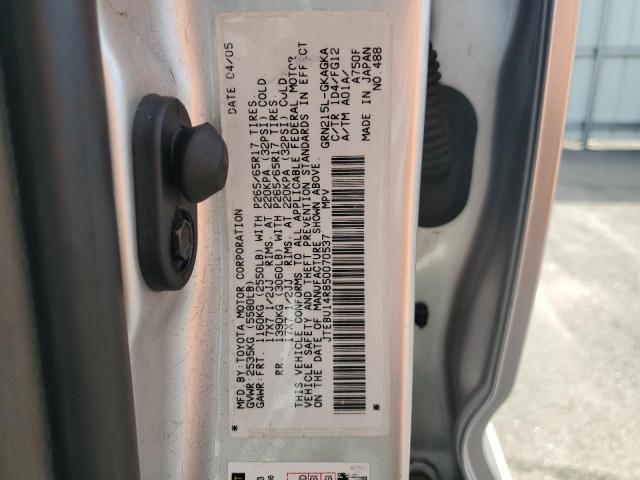 JTEBU14R850070537 - 2005 TOYOTA 4RUNNER SR5 灰色 照片 13