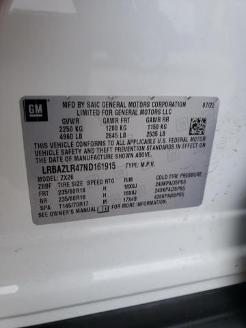 LRBAZLR47ND161915 - 2022 BUICK ENVISION PREFERRED WHITE photo 12