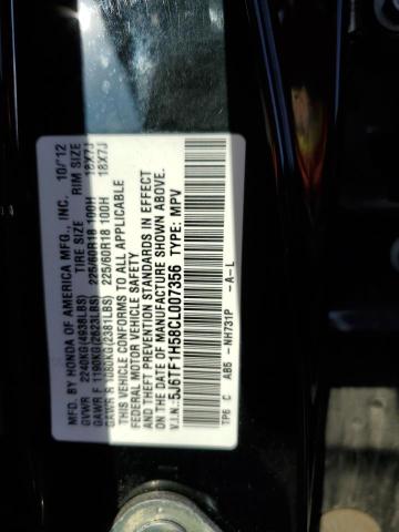 5J6TF1H58CL007356 - 2012 HONDA CROSSTOUR EXL შავი ფოტო 12