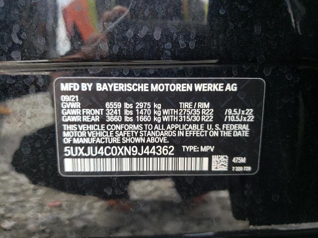 5UXJU4C0XN9J44362 - 2022 BMW X5 M50I BLACK photo 13