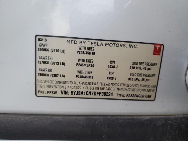 5YJSA1CN7DFP08224 - 2013 TESLA MODEL S 白色 照片 12