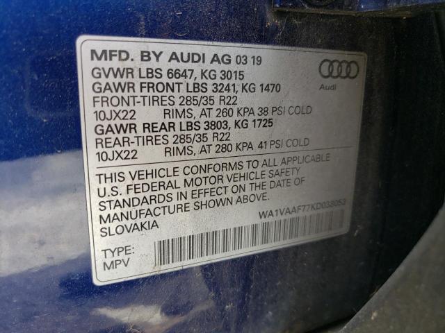 WA1VAAF77KD038053 - 2019 AUDI Q7 PRESTIGE 蓝色 照片 13