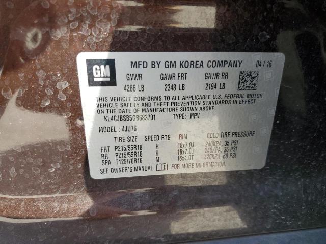 KL4CJBSB5GB683701 - 2016 BUICK ENCORE CONVENIENCE 黑色 照片 12