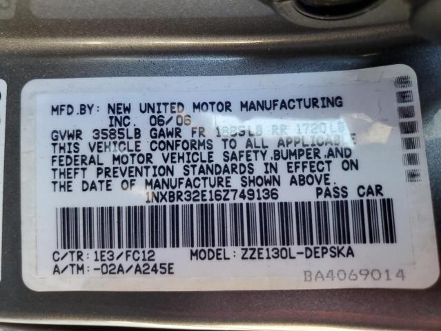 1NXBR32E16Z749136 - 2006 TOYOTA COROLLA CE 灰色 照片 13